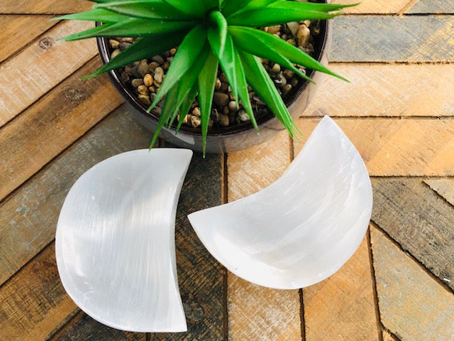 Selenite- Moon Crescent Shaped trinket bowl